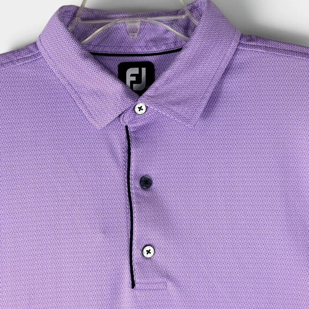 FootJoy Golf Polo Shirt Mens XXL Purple Chevron Texture Short Sleeve Excellent
